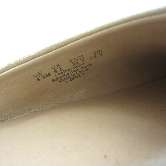 Franco Sarto Size 8.5M Soft Gold Suede Leather Heels Back Zip Ankle Strap - Picture 11 of 12